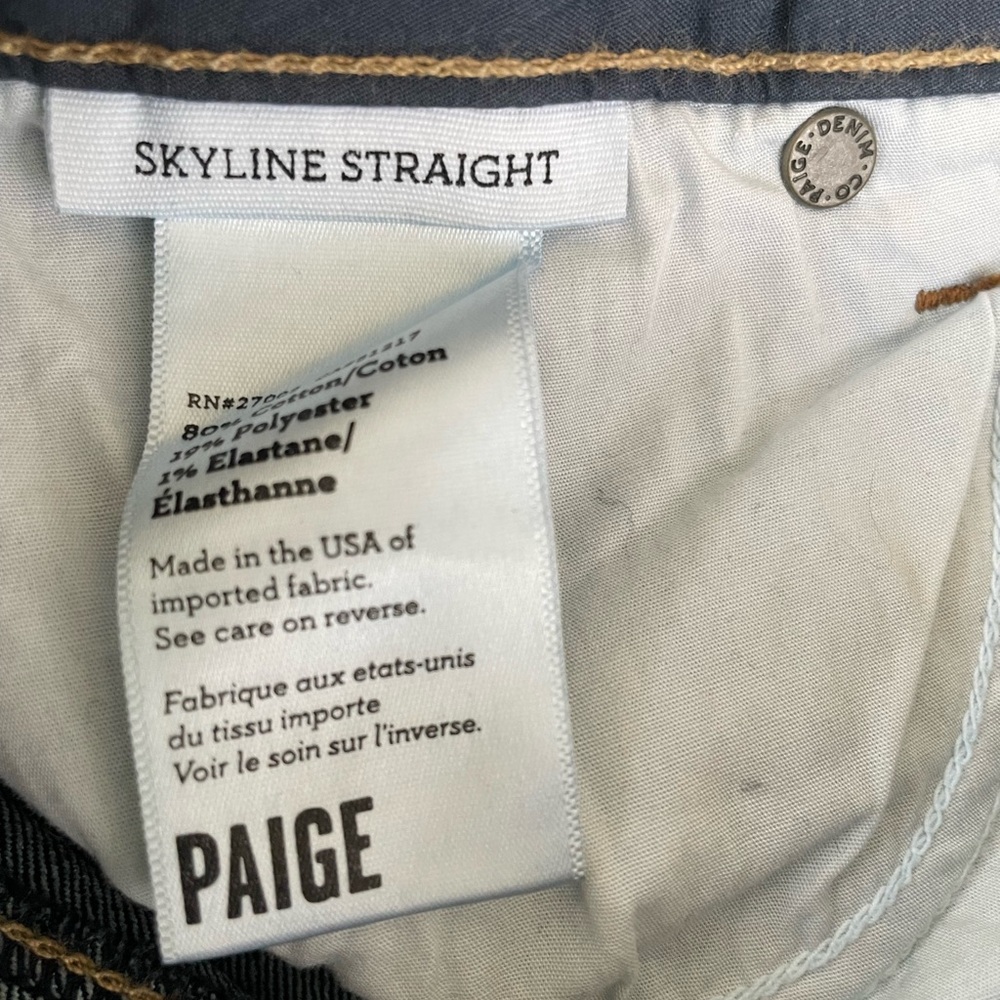 Paige Skyline Skinny USA Dark Wash Blue Stretch Jeans 27 - Picture 8 of 10